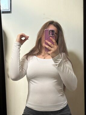 Women's Classic Long Sleeve Ribbed Tee - White